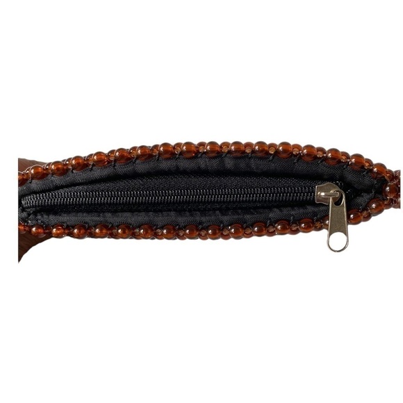 HANDMADE Wood & Bead African Inspired Wallet Brown Pink & Tan\Natural Unique - Picture 5 of 16